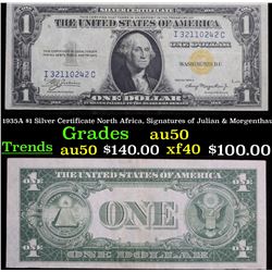 1935A $1 Silver Certificate North Africa, Signatures of Julian & Morgenthau Grades AU, Almost Unc