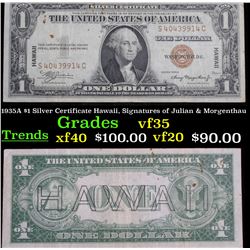 1935A $1 Silver Certificate Hawaii, Signatures of Julian & Morgenthau Grades vf++
