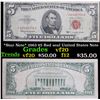 Image 1 : *Star Note* 1963 $5 Red seal United States Note Grades vf, very fine