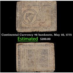 Continental Currency $8 banknote, May 10, 1775