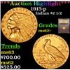 Image 1 : ***Auction Highlight*** 1915-p Gold Indian Quarter Eagle $2 1/2 Graded Select Unc By USCG (fc)
