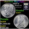 Image 1 : ***Auction Highlight*** 1927-s Peace Dollar $1 Graded Select+ Unc By USCG (fc)