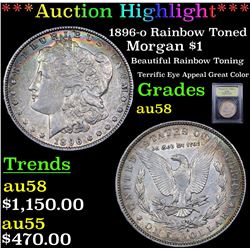 ***Auction Highlight*** 1896-o Rainbow Toned Morgan Dollar $1 Graded Choice AU/BU Slider By USCG (fc