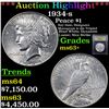 Image 1 : ***Auction Highlight*** 1934-s Peace Dollar $1 Graded Select+ Unc By USCG (fc)