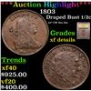 Image 1 : ***Auction Highlight*** 1803 Draped Bust Half Cent 1/2c Graded xf details By USCG (fc)