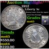 Image 1 : ***Auction Highlight*** 1912 Liberty Nickel 5c Graded GEM Unc By USCG (fc)