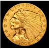 Image 2 : ***Auction Highlight*** 1908-p Gold Indian Quarter Eagle $2 1/2 Graded Select Unc By USCG (fc)