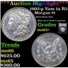 Image 1 : ***Auction Highlight*** 1903-p Vam 1a R5 Morgan Dollar $1 Graded GEM+ Unc By USCG (fc)