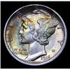 Image 2 : 1916-p Rainbow Toned Mercury Dime 10c Grades GEM+ FSB