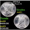 Image 1 : 1924-p Peace Dollar $1 Grades GEM+ Unc