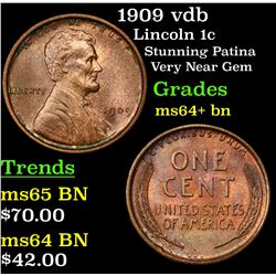 1909 vdb Lincoln Cent 1c Grades Choice+ Unc BN