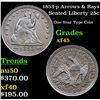 Image 1 : 1853-p Arrows & Rays Seated Liberty Quarter 25c Grades xf+