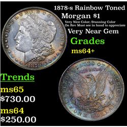 1878-s Rainbow Toned Morgan Dollar $1 Grades Choice+ Unc