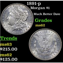 1891-p Morgan Dollar $1 Grades Select Unc
