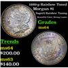Image 1 : 1889-p Rainbow Toned Morgan Dollar $1 Grades Choice Unc