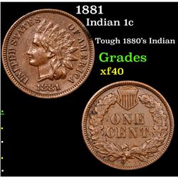 1881 Indian Cent 1c Grades xf