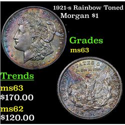 1921-s Rainbow Toned Morgan Dollar $1 Grades Select Unc