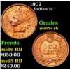 Image 1 : 1907 Indian Cent 1c Grades Gem+ Unc RB