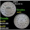 Image 1 : 1883 Shield Nickel 5c Grades Select AU