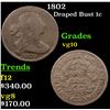 Image 1 : 1802 Draped Bust Large Cent 1c Grades vg+