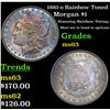 Image 1 : 1881-o Rainbow Toned Morgan Dollar $1 Grades Select Unc
