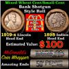 Image 1 : Mixed small cents 1c orig shotgun roll, 1919-s Wheat Cent, 1898 Indian Cent other end, McDonalds Wra