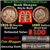 Image 1 : Mixed small cents 1c orig shotgun roll, 1916-d Wheat Cent, 1893 Indian Cent other end, McDonalds Wra