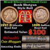 Image 1 : Mixed small cents 1c orig shotgun roll, 1917-d Wheat Cent, 1896 Indian Cent other end, McDonalds Wra