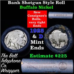 Buffalo Nickel Shotgun Roll in Old Bank Style 'Bell Telephone'  Wrapper 1925 & d Mint Ends