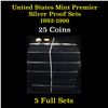 Image 1 : Group of 5 United States Mint Premier Silver Proof Set 1992-1996 25 coins
