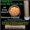 Image 1 : ***Auction Highlight*** Uncirculated 1c orig shotgun roll, 1944-d  In Old Brinks wrapper  (fc)