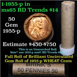 Uncirculated 1c orig shotgun roll, 1955-p  In Old Brinks wrapper