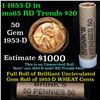 Image 1 : ***Auction Highlight*** Uncirculated 1c orig shotgun roll, 1953-d  In Old Brinks wrapper  (fc)
