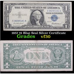 1957 $1 Blue Seal Silver Certificate Grades vf++