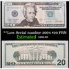 Image 1 : **Low Serial number 2004 $20 FRN  Grades Choice CU