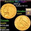 Image 1 : ***Auction Highlight*** 1911-p Gold Indian Quarter Eagle $2 1/2 Graded Select Unc By USCG (fc)