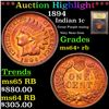 Image 1 : ***Auction Highlight*** 1894 Indian Cent 1c Graded Choice+ Unc RB By USCG (fc)