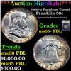 ***Auction Highlight*** 1950-p Rainbow Toned Franklin Half Dollar 50c Graded GEM+ FBL By USCG (fc)