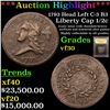 Image 1 : ***Auction Highlight*** 1793 Head Left C-3 R3 Liberty Cap 1/2c Graded vf++ By USCG (fc)