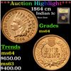 Image 1 : ***Auction Highlight*** 1864 cn Indian Cent 1c Graded Choice Unc By USCG (fc)