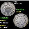 Image 1 : 1883 Shield Nickel 5c Grades Choice Unc
