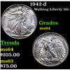 Image 1 : 1942-d Walking Liberty Half Dollar 50c Grades Choice Unc