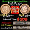 Image 1 : Mixed small cents 1c orig shotgun roll, 1917-d Wheat Cent, 1899 Indian Cent other end, McDonalds Wra