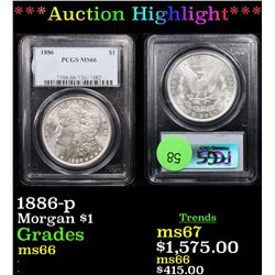 ***Auction Highlight*** PCGS 1886-p Morgan Dollar $1 Graded ms66 By PCGS (fc)