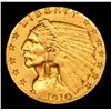 Image 2 : ***Auction Highlight*** 1910-p Gold Indian Quarter Eagle $2 1/2 Graded Select Unc By USCG (fc)