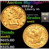 Image 1 : ***Auction Highlight*** 1882-p Gold Liberty Half Eagle $5 Graded Select Unc By USCG (fc)