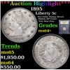 Image 1 : ***Auction Highlight*** 1895 Liberty Nickel 5c Graded Choice+ Unc By USCG (fc)