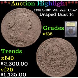 ***Auction Highlight*** 1798 S-167 'Whisker Chin; Draped Bust Large Cent 1c Graded vf++ By USCG (fc)