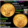 Image 1 : ***Auction Highlight*** 1884-s Gold Liberty Double Eagle $20 Graded Select+ Unc By USCG (fc)