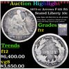 Image 1 : *Highlight Of Entire Auction* 1873-cc Arrows F-101 R5 Seated Liberty Dime 10c Graded fine By USCG (f